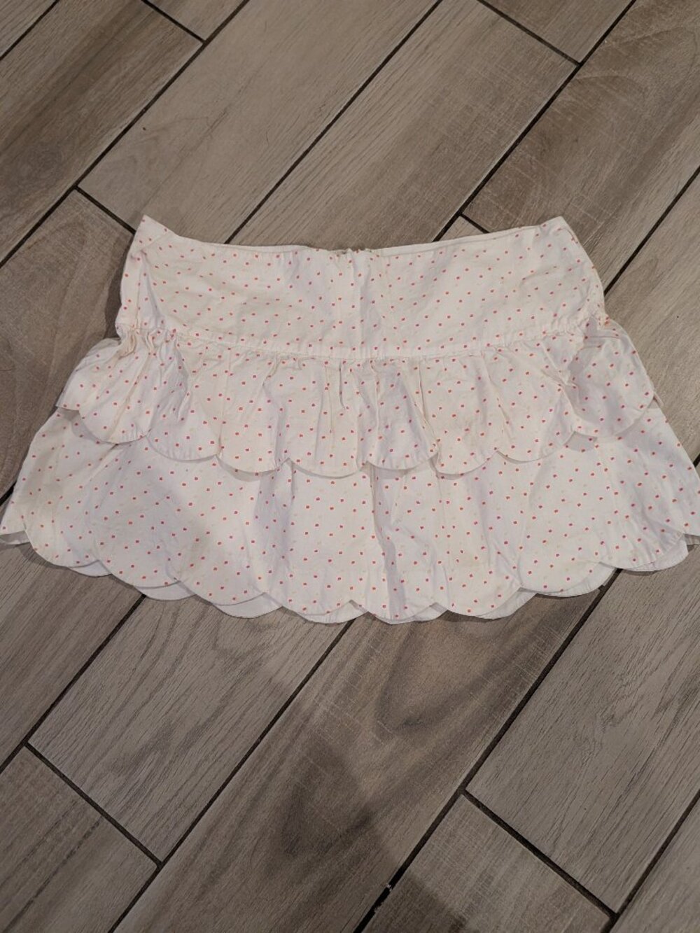 Lilly Pulitzer Tiered Ruffle Mini Skirt — White & Pink Polka Dot, Scalloped Hem,